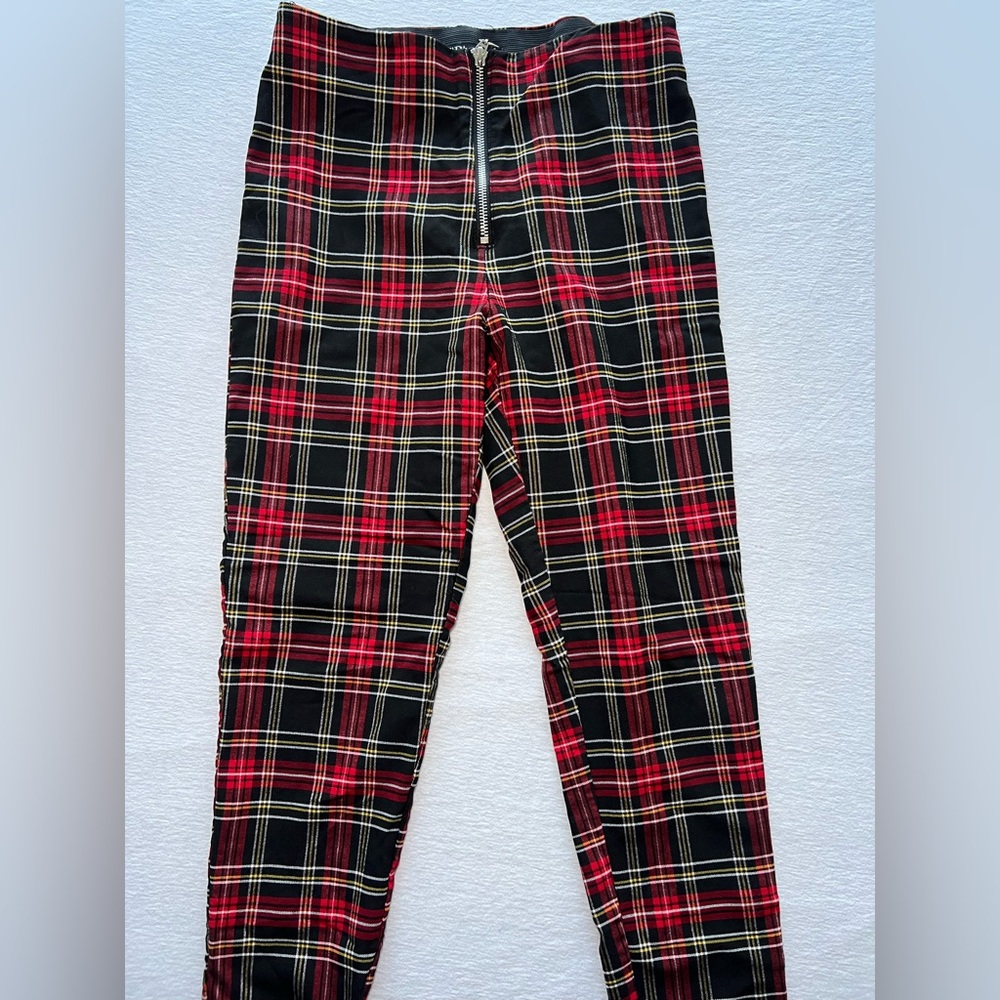 Zara Red and Black Plaid Pants